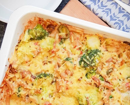 Pasta met prei en broccoli uit de oven