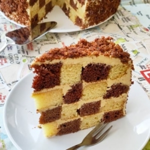 plantaardige schaakbord taart